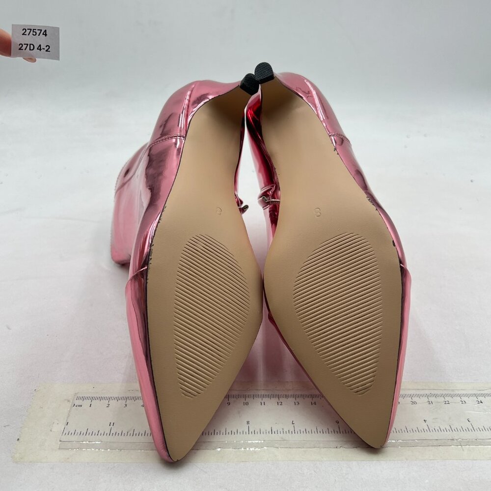 XYD Light Pink Kitten Heel Ankle Boots Pointed Toe Side Zipper Prom Party Shoes - Picture 6 of 7